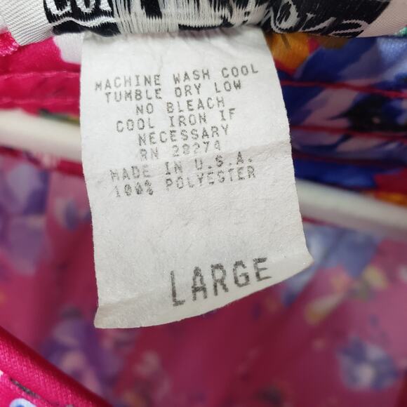 Vintage Collections Chemise Day Dress Gown Pink Floral Tropical Hawaii SzLARGE - Picture 8 of 13